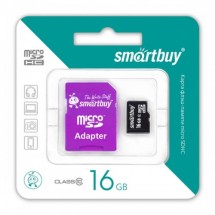 Карта памяти microSD Smart Buy (class 10) - 16GB + адаптер